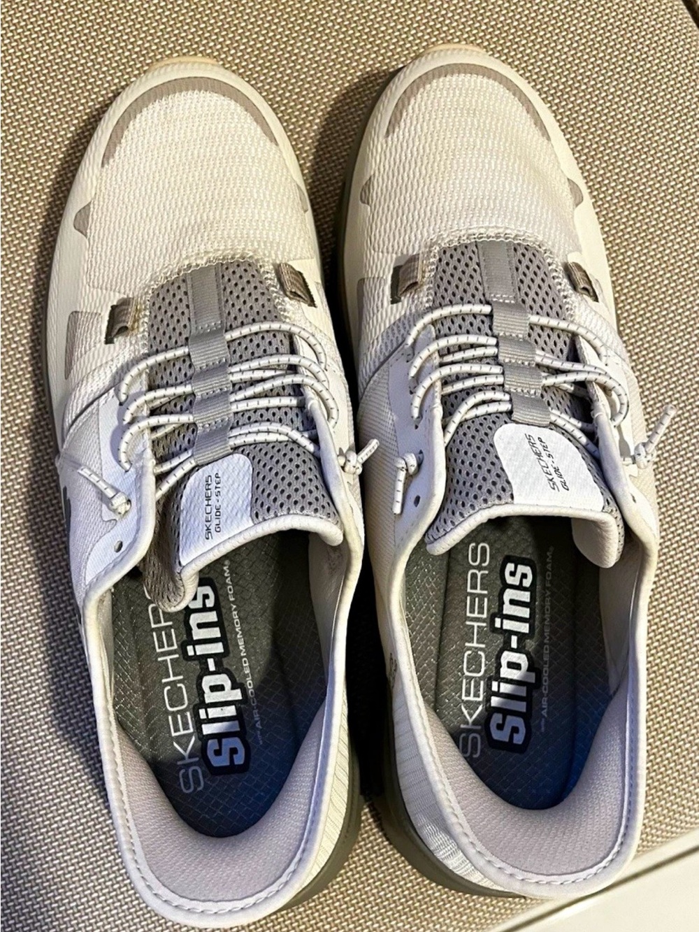Skechers Slip-Ins Men's White and Gray Mesh Slip-On Loafers